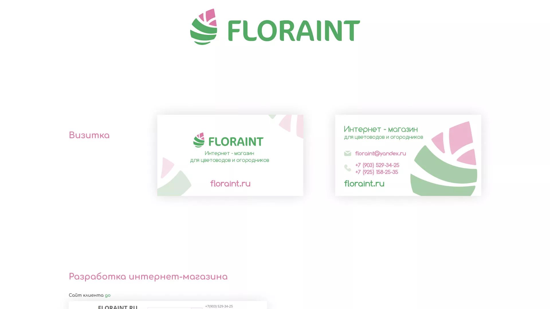Создание логотипа и интернет-магазина «FLORAINT» в Бабаево