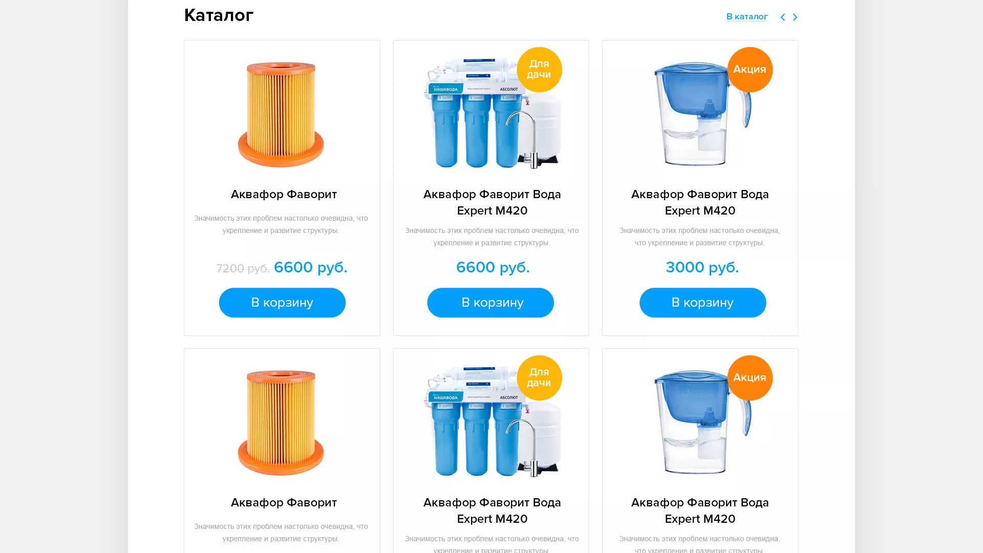 Создание интернет-магазина «Водолей» по продаже фильтров очистных сооружений в Бабаево